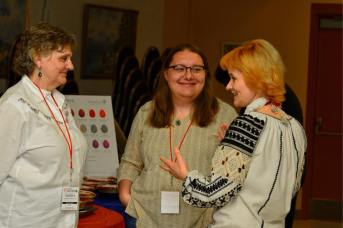 Guest lecturers Mar'yana Svarnyk (centre) and Myroslava Boikiv (right).